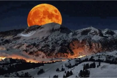 Moon above the Sierra Nevada