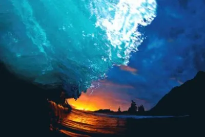 Inside a Wave at Sunrise