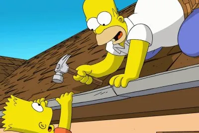 homero y bart sobre el techo