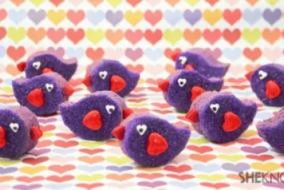 Purple Love Bird Valentine Cookies