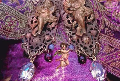 Antique Lilac Cherub Earrings