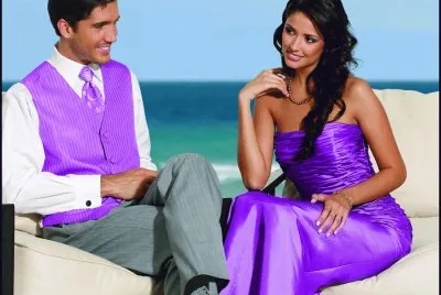 Good Looking Couple in Purple Clothes