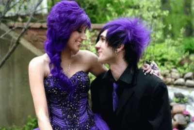 Gothic Couple in Purple Including the Hair