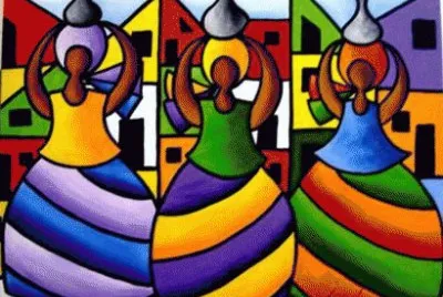 Baianas com roupas coloridas