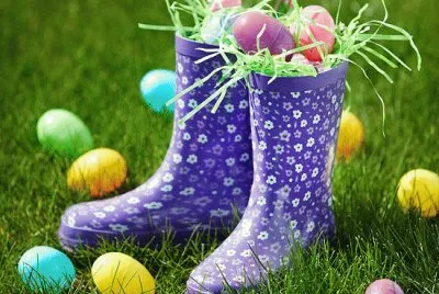 Flowery Rain Boots as an Easter Basket