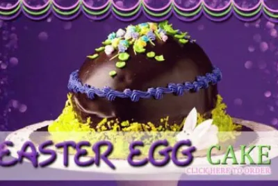 Easter Egg Cake Against Purple Background