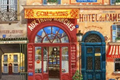 Cafes in France Vintage Retro jigsaw puzzle