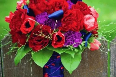Vibrant Red and Purple Bouquet