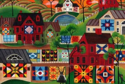 Mama 's Red Quilt Village jigsaw puzzle