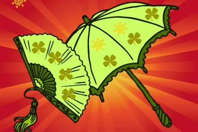 Leque e guarda chuva