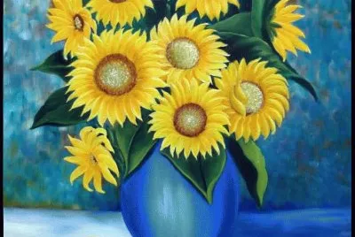 פאזל של Vaso Azul com Girassois