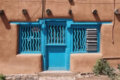 Blue Door seen in Santa Fe New Mexico