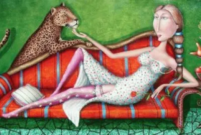 Lady on the Bench  South African painting