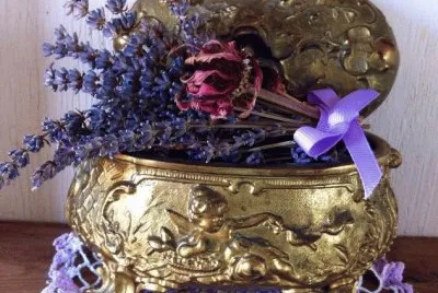 Antique Jewelry Box with Lavender