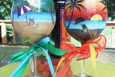 Sunset Beach Wine Glasses jigsaw puzzle