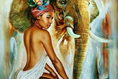 Woman with Elephant jigsaw puzzle