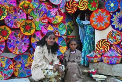 Woman selling their Baskets  Axum  Ethiopia jigsaw puzzle