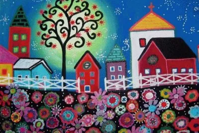 Town Flowers and Barn Houses