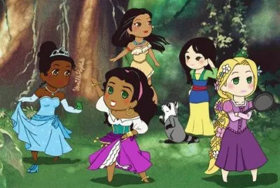 Tiana Esmeralda Pocahontas Mulan Rapunzel
