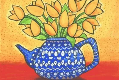 Yellow Tulips in a Theapot by Alicein Paris