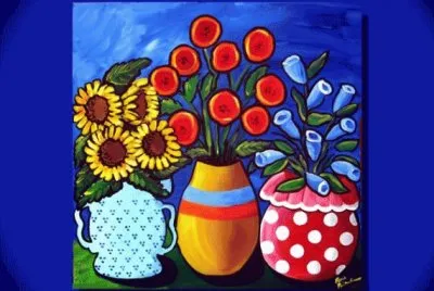 Three colorful Vases by Renie Britenbucher
