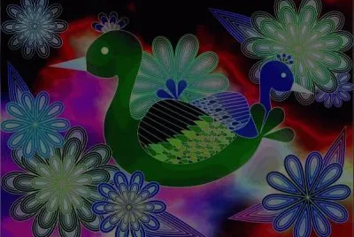 Birds composition in Gond art style  India