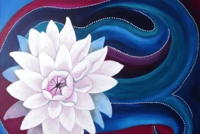 Lotus Swirl painting by Cat Hawkins