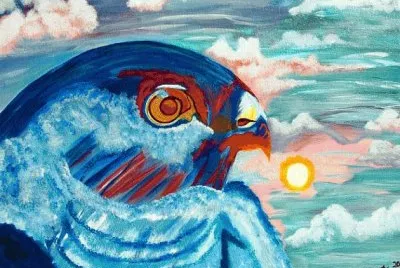 Hawk painting by Sharon Shubert