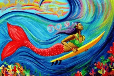 Mermaid surfer Girl
