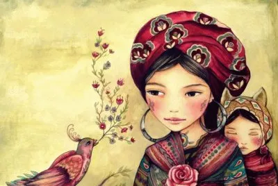Mother and Daughter with Birds jigsaw puzzle