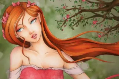 Girl and Flowertree jigsaw puzzle