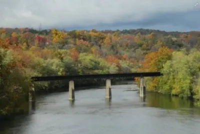 fall colors from over koppel bridge in Pa.