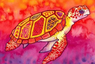Seaturtle in Red and Orange
