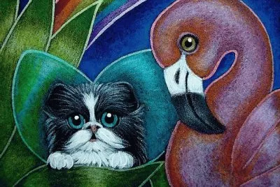 Cat and Flamingo by Cyra Cancel jigsaw puzzle