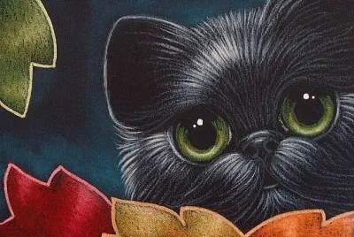 Black Kitten behind Fall Leaves jigsaw puzzle
