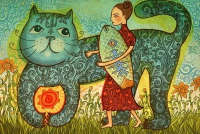 Lady and Cat by Jane Lebedeva jigsaw puzzle