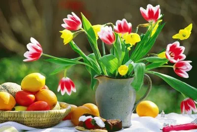 bodegÃ³n flores y fruta jigsaw puzzle