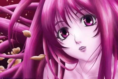 Rostro de mujer animÃ© de pelo violeta