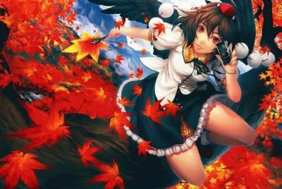 Mujer animÃ© con alas en Ã¡rbol de otoÃ±o