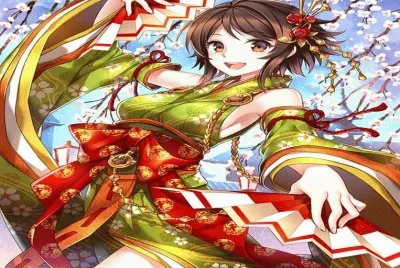 Mujer animÃ© bailando con kimono
