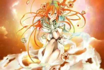 Chica animÃ© en cielo naranja