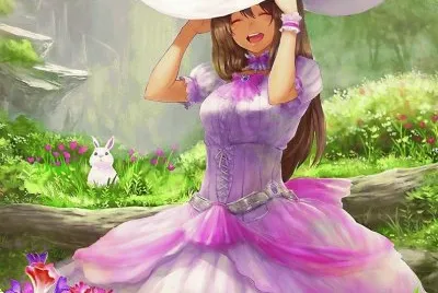 Chica animÃ© con vestido antiguo violeta