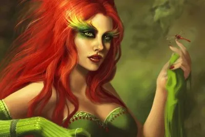 Mujer de pelo rojo y vestida de verde