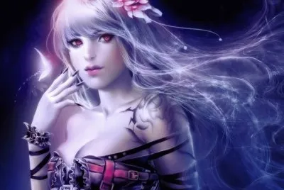Chica de pelo blanco y ojos rosados