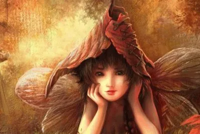 NiÃ±a hada con sombrero de hojas en la cabeza