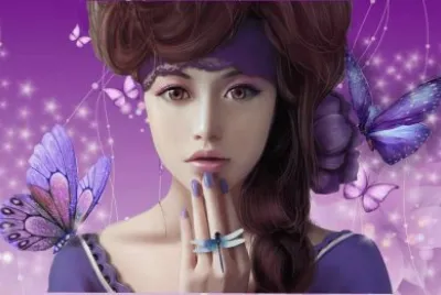 Rostro de mujer con mariposas