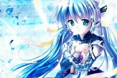 NiÃ±a animÃ© en tonos azules con foquito