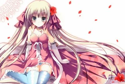 Chica animÃ© con vestido violeta sentada en el piso