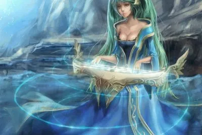 Chica animÃ© de azul con instrumento musical