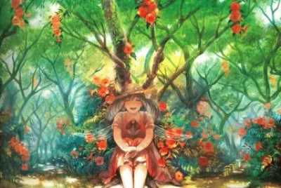 NiÃ±a hada animÃ© sentada en el bosque